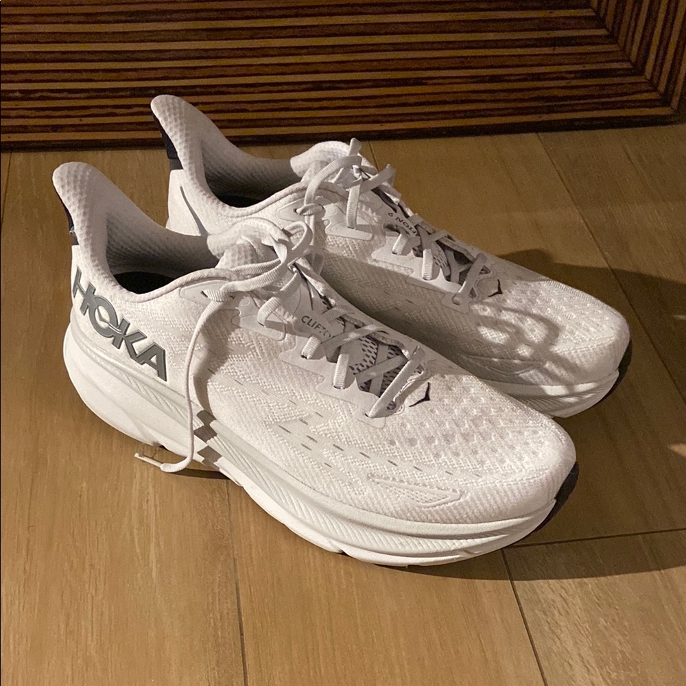 HOKA Clifton 9 White Running Shoes